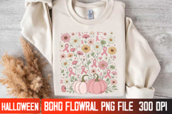Fall Floral Breast Cancer Vector | Autumn T-Shirt Design Product Image 2