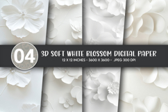 3D soft white blossom digital paper Product Image 1