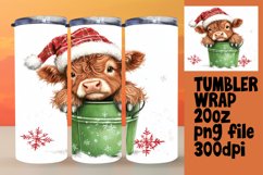 Watercolor Christmas Cow Tumbler Wrap - Festive 20oz Design Product Image 1