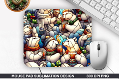 Bear Mouse Pad Sublimation, Christmas Mouse Pad PNG Design Product Image 1