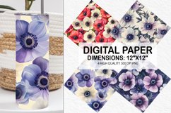 Anemone Flower Digital Paper - Flower Background Product Image 1