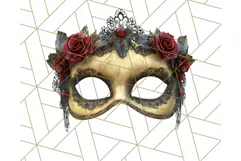 Vintage Garden Masquerade Floral Eye Mask PNG Clipart Product Image 4