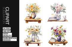 Floral Shelf Decor Clipart PNG Product Image 1