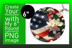 Chic Round Design Keychain Artwork , USA Flag Product Image 1