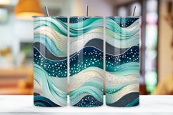 Silver Wave Elegance Tumbler Wrap | Sublimation PNG Product Image 3