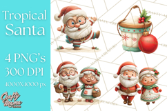 Tropical Santa Clipart Beach Christmas Clip Art Holiday PNG Product Image 1
