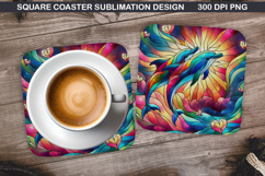Dolphin Coaster Sublimation, Valentine Coaster PNG Design Product Image 1