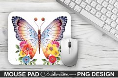 Rainbow Butterfly and Flowers Sublimation Mouse Pad Design Product Image 1