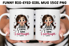 Funny Big-Eyed Girl 15oz Mug Wrap Sublimation PNG. Product Image 1