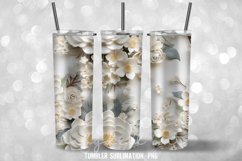 20 oz Tumbler Wrap 3D Flowers Sublimation Design PNG Product Image 4