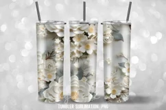 20 oz Tumbler Wrap 3D Flowers Sublimation Design PNG Product Image 4