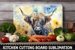 Highland Cow With Sunflowers Cutting Board Product Image 1