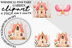 Whimsical Pink Fairy Garden Clipart Png Product Image 1