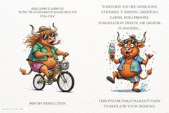 Summer Whimsical Highland Cow Clipart Product Image 2