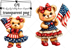 Whimsical 4th of july teddy bear clipart Watercolor PNG Product Image 1