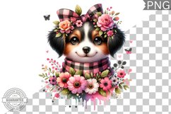 Dog With Flowers Sublimation - Clipart PNG Design Product Image 1