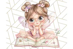 Bookish Fairy PNG Clipart, Whimsical Reading Elements Png Product Image 4