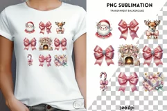 Coquette Christmas Bow PNG, Pink and Preppy Christmas Design Product Image 1