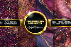 deep purple red gold glitter Digital Papers - 04 variations Product Image 1
