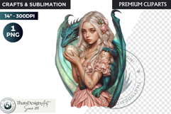 Fantasy Dragon witch clipart, enchantress, dragon egg queen Product Image 1