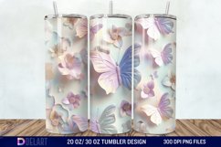 3d Pastel Butterflies &amp; Flowers Tumbler Wrap Product Image 1