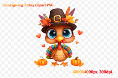 Funny Thanksgiving Turkey Clipart PNG Product Image 1