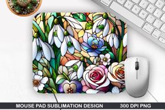 Flower Mouse Pad Sublimation, Spring Flower Mouse Pad PNG Product Image 1