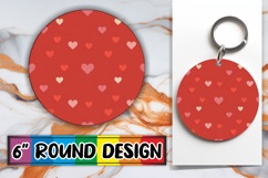 Bright Circle Sublimation Keychain PNG, Valentine's Pattern Product Image 1