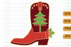 Christmas svg, png Cowboy Christmas boot cut file printable Product Image 1