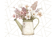Watering Can Flowers PNG, Rustic Floral Watercolor Clipart Product Image 5