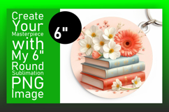 Artful Round Design Keychain Template , Books Product Image 1