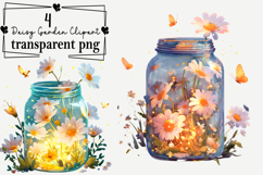 Whimsical Daisy Garden Clipart Watercolor PNG Product Image 1