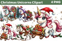 Christmas Unicorns Clipart Bundle Product Image 3