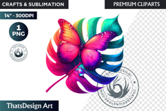 Tropical Butterfly &amp; Flower Clipart: Vibrant floral PNG Product Image 1