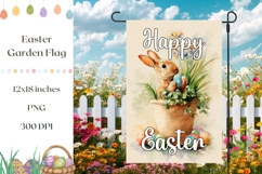 Floral Easter Garden Flag Template, Happy Easter Print Product Image 1