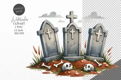 Halloween clipart, Tombstones, Autumn clipart Product Image 1