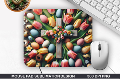 Flower Mouse Pad Sublimation, Easter Mouse Pad PNG Design Product Image 1