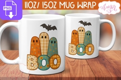 Boo mug wrap sublimation, Fall ghosts mug template Product Image 2
