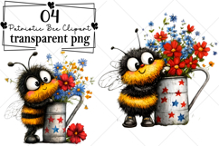 Patriotic Bee Clipart Watercolor PNG Product Image 1