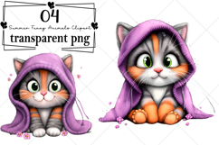 Summer Funny Animals Clipart Watercolor PNG Product Image 1