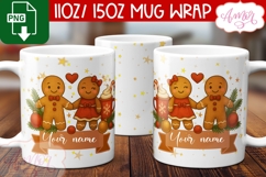 Custom Christmas mug wrap PNG, Gingerbread man mug template Product Image 2