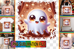 Unique Tote Bag Designs PNG, 3D Cute Ghost Product Image 1