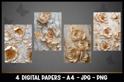 4 Beautiful 3D Flowers Digital Papers I Junk Journal Pages Product Image 2