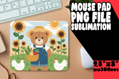 Cheerful Mouse Pad Sublimation PNG, Cute Bear Product Image 1