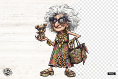 Fashionable Summer Grandma PNG - Summer Clipart Product Image 1