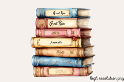 Pastel Cottage Shabby Chic Books Clipart Bundle PNG Product Image 11