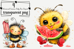 Whimsical Summer Baby Bee Clipart Watercolor PNG Product Image 1