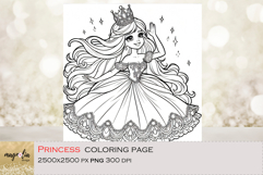 PRINCESS in a beautiful dress, kids Coloring Pages png Product Image 1
