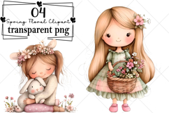 Whimsical Girl Spring Floral Clipart Watercolor PNG Product Image 1