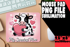 Blissful Mouse Mat Sublimation PNG, Cute Cow Product Image 1